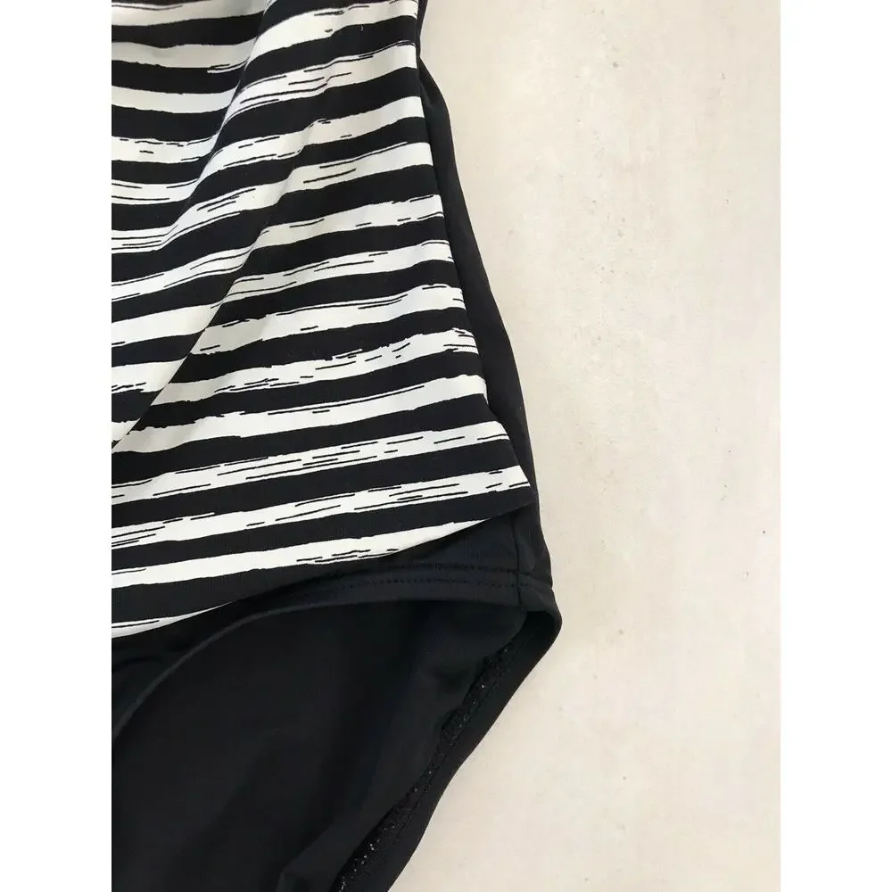 Michael by Michael Kors Multicolor Stripe Zip Strapless One Piece Swimsuit